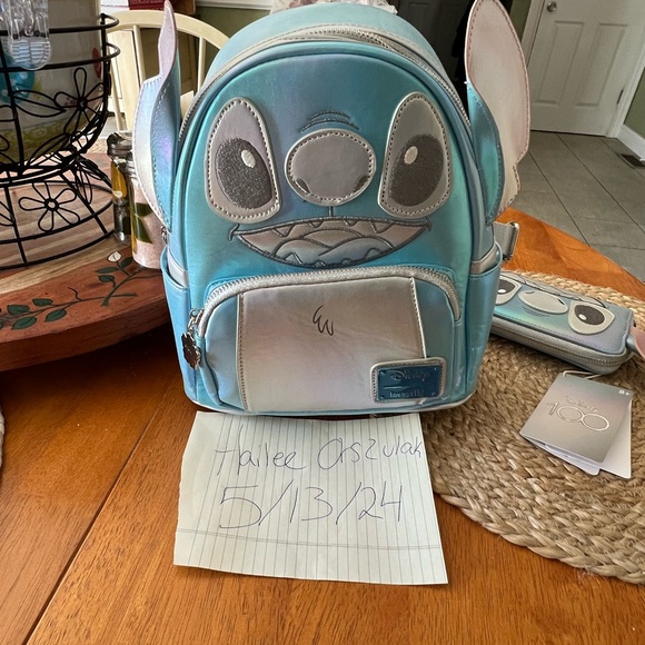 Loungefly Stitch platinum 100 Backpack and Wallet Set - Picture 2 of 7